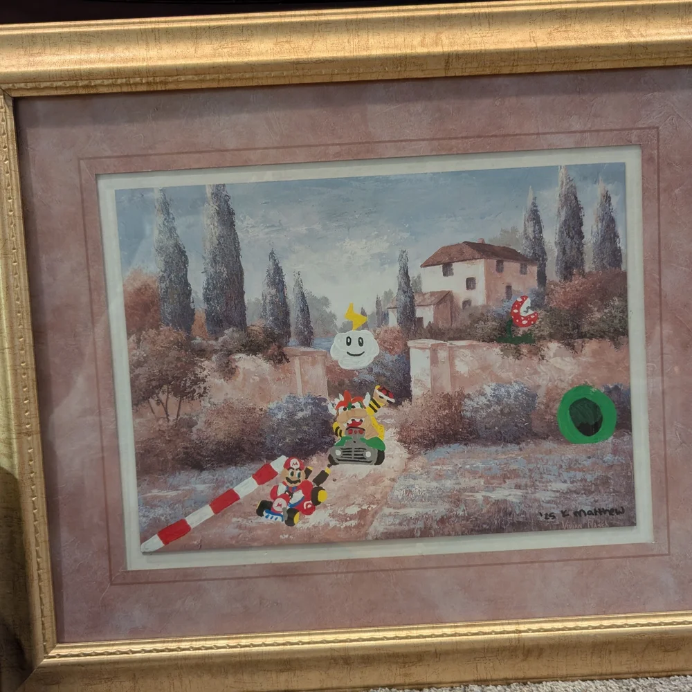 Framed Custom Mario Bowser Mariokart Landscape Painting Gift